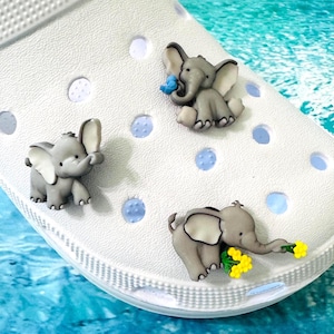 Elephant Charms, Animal Shoe Charms, Cute Elephant Jibbitz, Fun Shoe Accessories, Slide on Shoe Charms, Kid Gifts, Birthday Gift, Nurse Gift