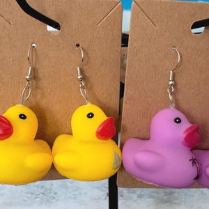 Rubber Duck Earrings, Cruise Ducks, Duck Party Jewelry, Party Favors, Yellow Ducks, Duck Lover Gift, Eccentric Earrings, Fun Birthday Gifts