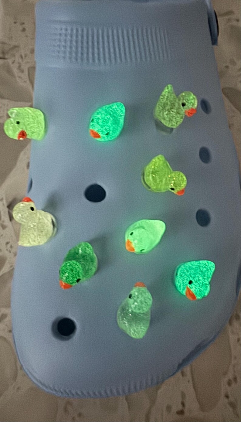 Sparkle Duck Shoe Charms, Fun Shoe Accessories, Glow in the Dark Jibbitzs, Shoe Jewlery, Cute Gifts, Children Gifts, Birthday Gift, Ducks