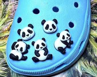 Adornos para zapatos con forma de panda, accesorios de PVC con forma de animales para zapatos, joyería con forma de animales, accesorios con forma de panda (juego de 5).