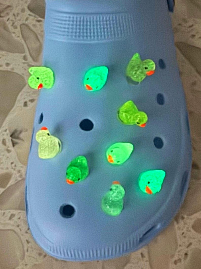 Sparkle Duck Shoe Charms, Fun Shoe Accessories, Glow in the Dark Jibbitzs, Shoe Jewlery, Cute Gifts, Children Gifts, Birthday Gift, Ducks