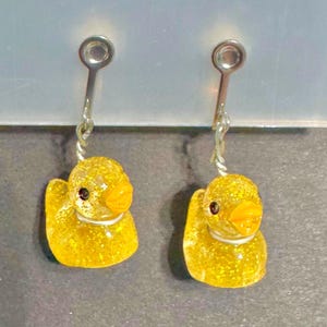 Duck Clip on Earrings, Glitter Clip on Earring, Glow in the Dark, Cruise Accessory, Kid Earrings, Children Gift, Birthday Gift, Duck Jewelry