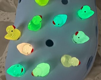 Glow in the Dark Duck Shoe Charms, Duck Shoe Jewelry, Shoe Accessories, Cruise Accessories, (Pack of 10)