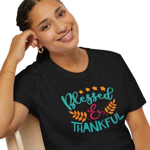Thankful Blessed Shirt: Christian Thanksgiving Tee for Women