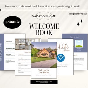 Printable Airbnb/ VRBO House Manual | Editable Rental Guidebook | Instant Download for Hosts
