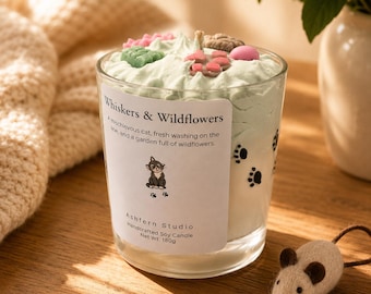 Cat Lover Soy Candle | Thank You Cat Sitter Gift | Whisker & Wildflowers