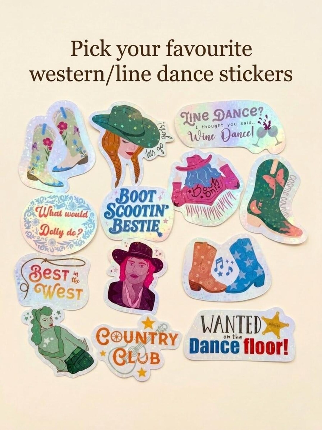 Western Sticker Picker | Cowgirl & Line Dance Holographic Stickers ...