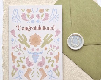 Country Western Congratulations Card – Wedding / Engagement / Graduation