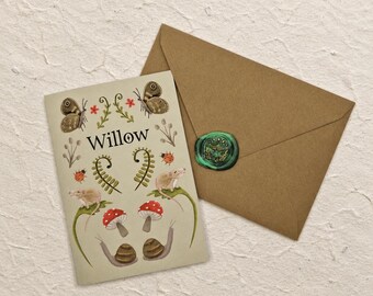 Personalised Woodland Birthday or New Baby Card – Cute Children's Name Card
