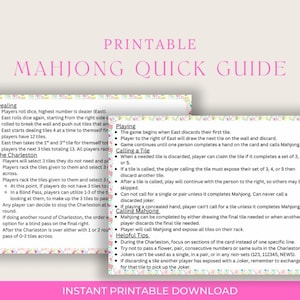 Afdrukbare mahjong-beknopte handleiding, hulp bij mahjong voor beginners, NMJL 2025-kaartreferentie, mahjongspiekbriefje, Amerikaans mahjong, mahjongcadeau