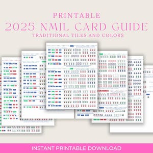 Foglio riassuntivo stampabile per il Mahjong 2025, Mani per il Mahjong 2025, Aiuto per principianti al Mahjong, Riferimento alle carte NMJL 2025, Mahjong americano, Regalo per il Mahjong