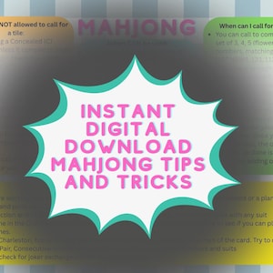 Printable Mahjong tips and tricks, Beginner Mahjong Help, Mahjong quick guide, NMJL 2025 Card, Mahjong Cheat Sheet, American Mahjong