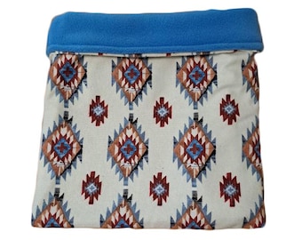 Aztec Guinea Pig Snuggle Sack 10x11, Ready to Ship, Pet Sleeping Bag, Hedgehog Hidey, Cozy Small Pet Bed, Reversible, Machine Wash