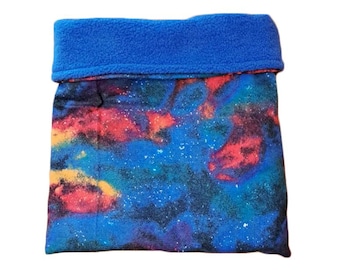 Galaxy Guinea Pig Snuggle Sack 10x11, Ready to Ship, Antipill Fleece Lined Pet Bed, Pet Sleeping Bag, Pet Hidey, Reversible, Machine Wash