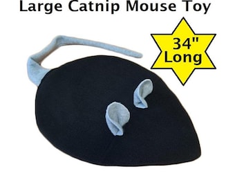 Large Fleece Catnip Mouse, Cat Playmat, Padded Catnip Toy, Choose Color, Machine Wash