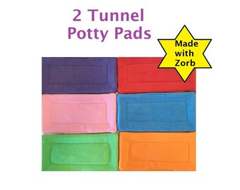 Tunnel Guinea Pig Potty Pads, 2 Pee Pads, Multiple Sizes, Antipill Fleece & Zorb, Small Pet Accessory