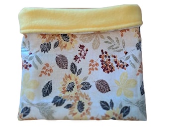 Leaves Galaxy Guinea Pig Snuggle Sack 10x11, Ready to Ship, Pet Sleeping Bag, Hedgehog Hidey, Cozy Small Pet Bed, Reversible, Machine Wash