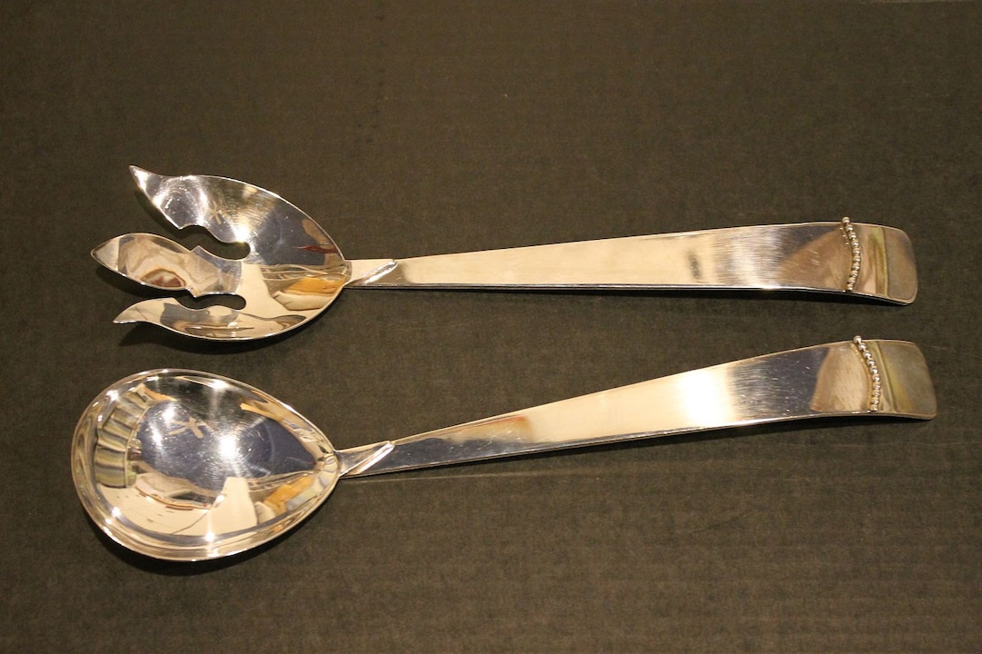 Vintage Silver Plate Salad Serving Set by Three Crowns Etsy