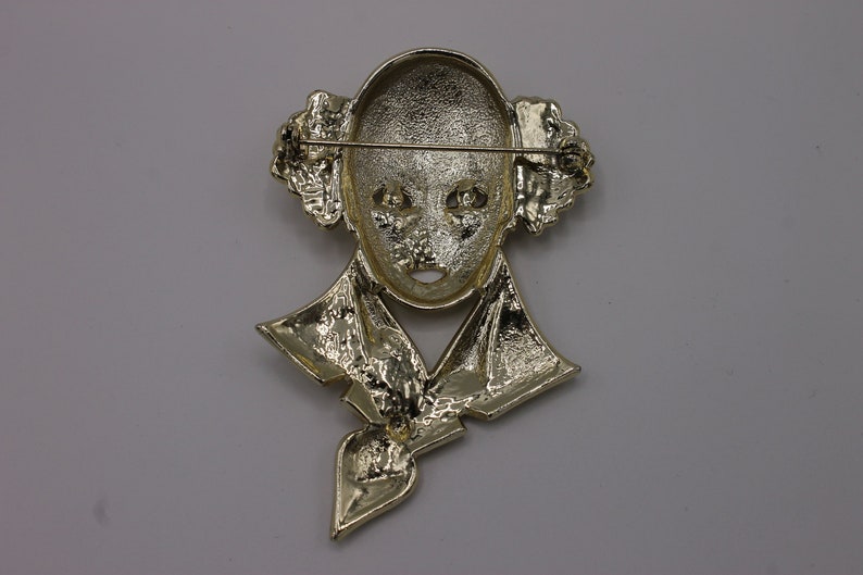 Large Vintage 80s Clown Head Brooch