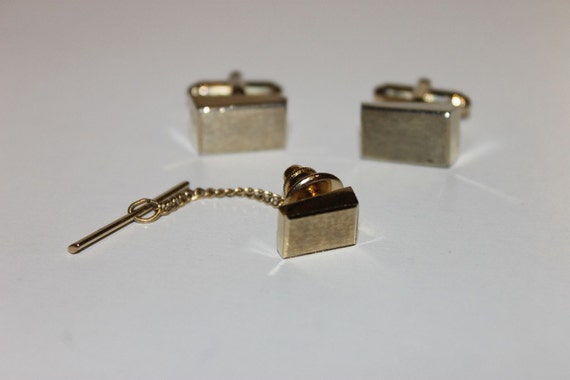 Vintage Gold Tone Rectangular Anson Cuff Links an… - image 1