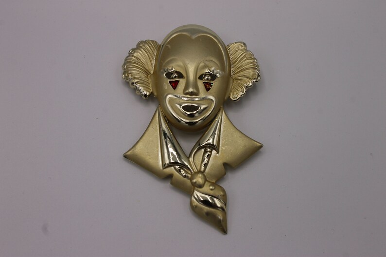 Large Vintage 80s Clown Head Brooch