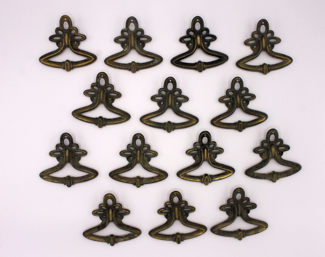 Set of 14 Vintage Brass Drawer Pulls Etsy