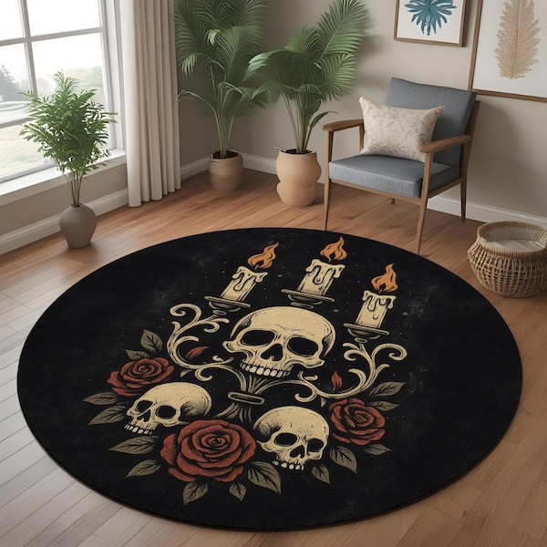 Skull Gothic Witch Round Rug main image 1
