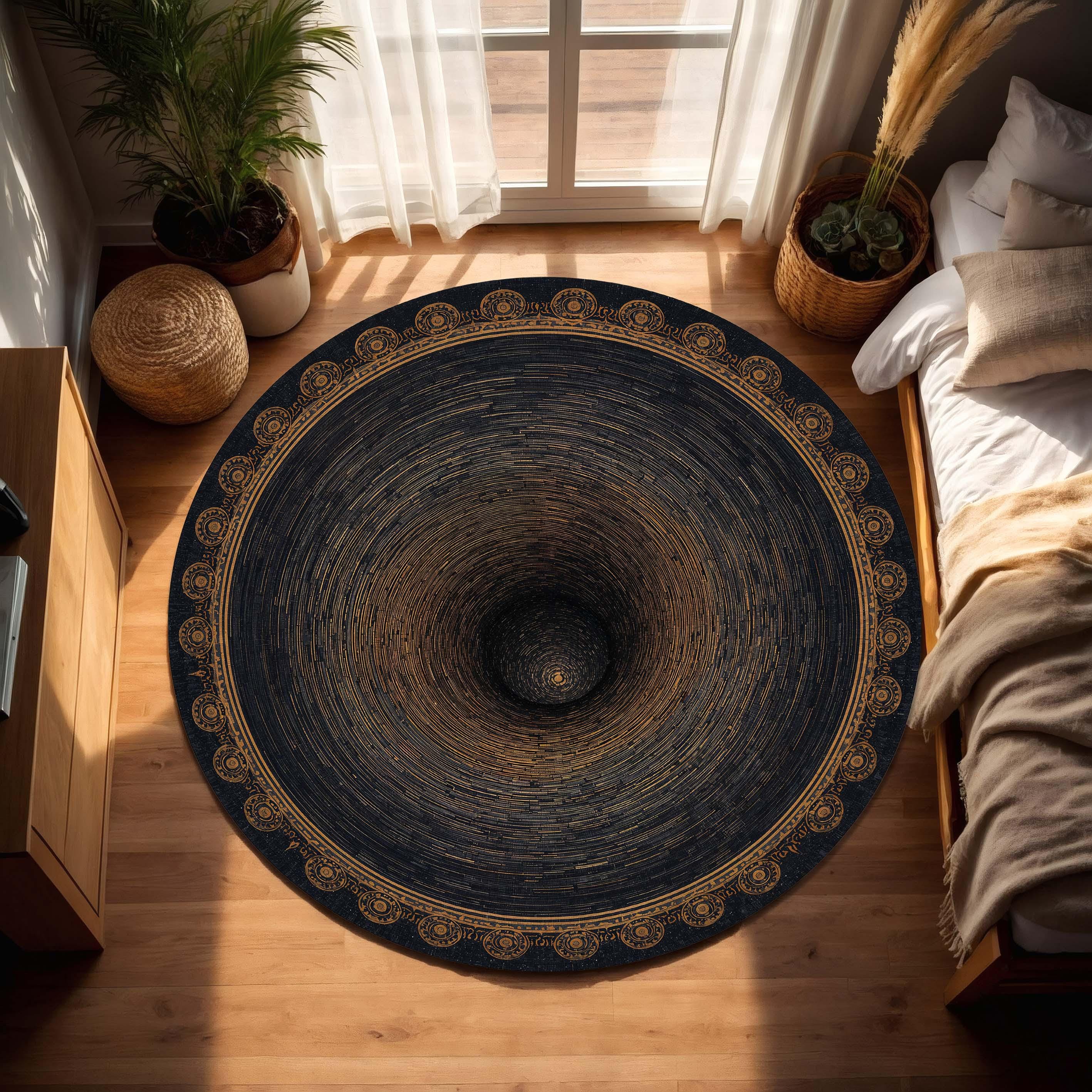 3d Round Rugs Black Hole 3D Round Rug, Space Vortex Spiral Area Rug, Galaxy Nebula ...