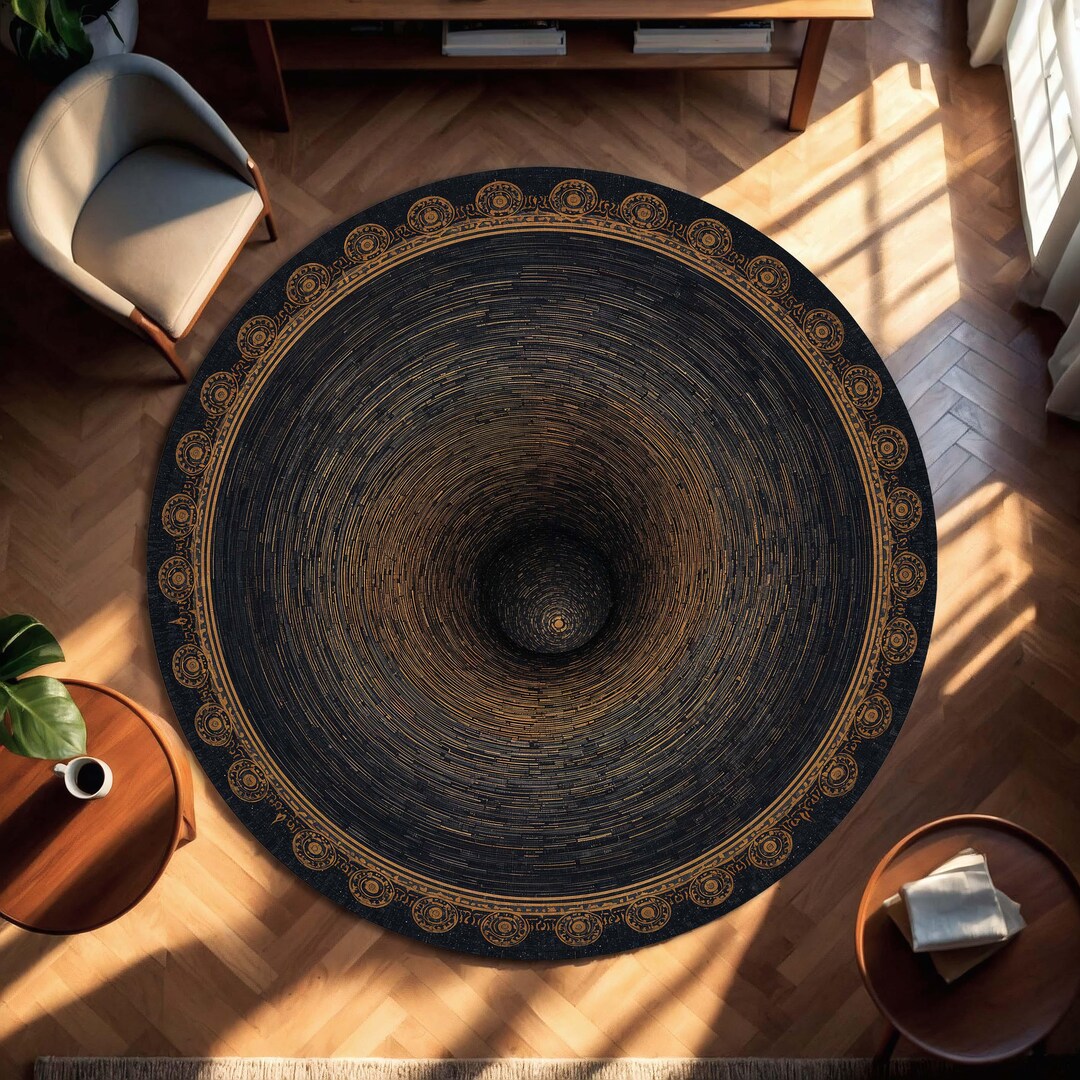 3d Round Rugs Black Hole 3D Round Rug, Space Vortex Spiral Area Rug, Galaxy Nebula ...