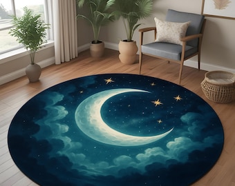夜空のラグ、月と星の模様のラグ、星の模様のラグ、星のラグ、月の模様