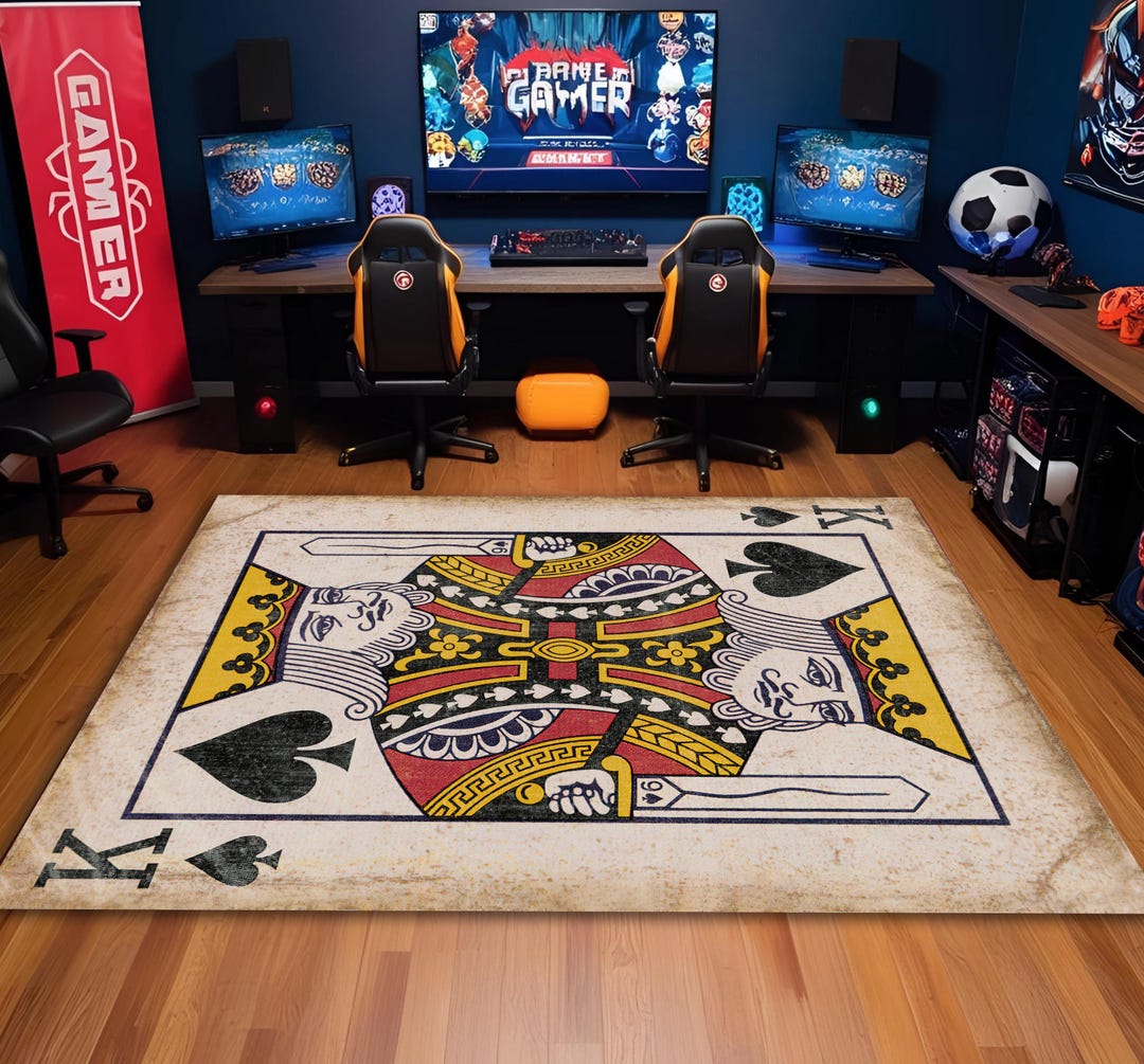 King of Spades Rug, Vintage Playing Card Carpet, Poker Room Decor ...