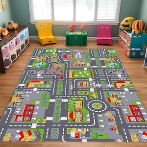 Interaktive Stadt Karte Kinder Teppich Lernverkehr Straße Spielmatte Vorschule Auto Track Kleinkind Aktivität Stadtteppich Spaß Kinderzimmer Spiel Boden Spielzeug