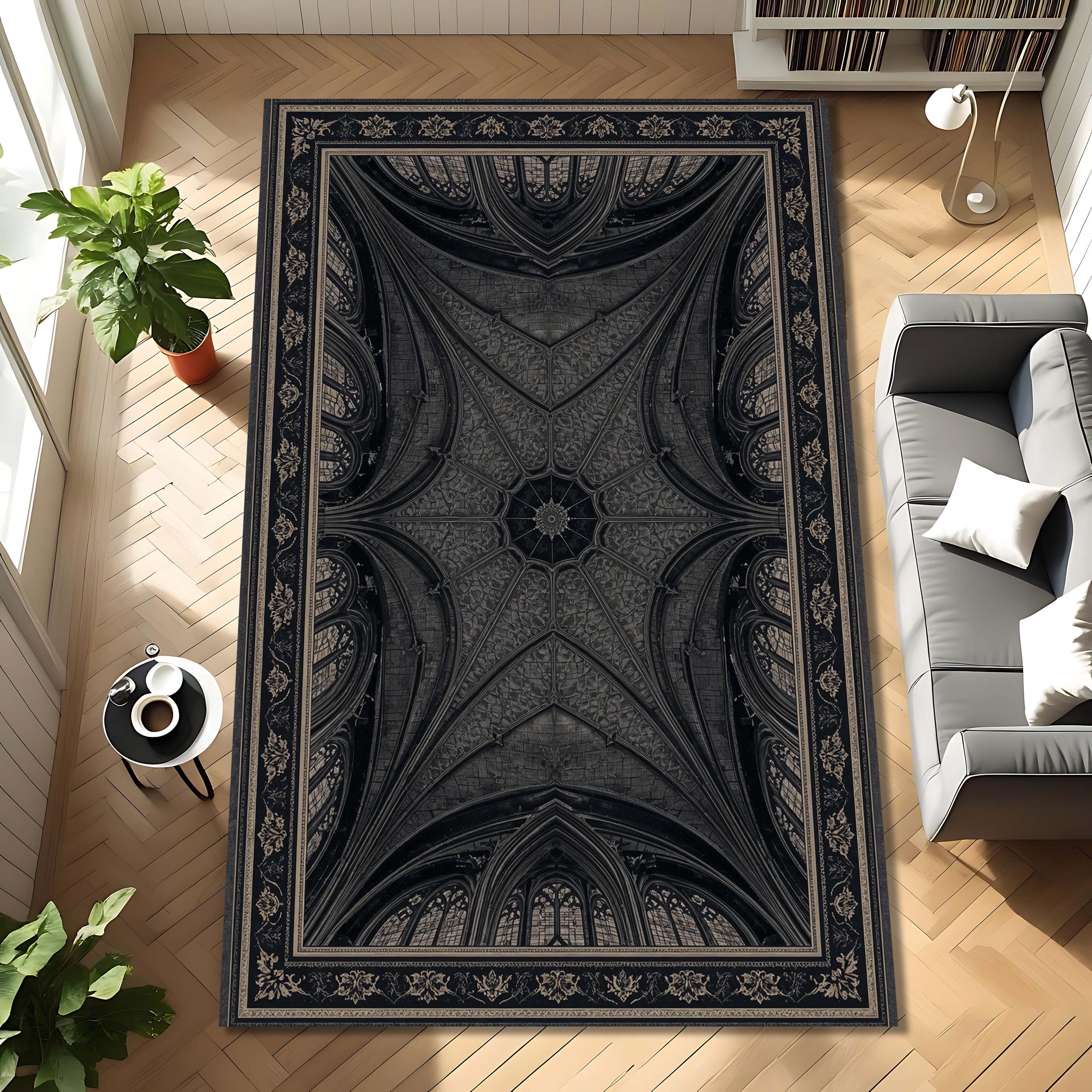 Gothic Church Rug Gothic Cathedral Ceiling Rug, Dark Academia Architecture Carpet ...