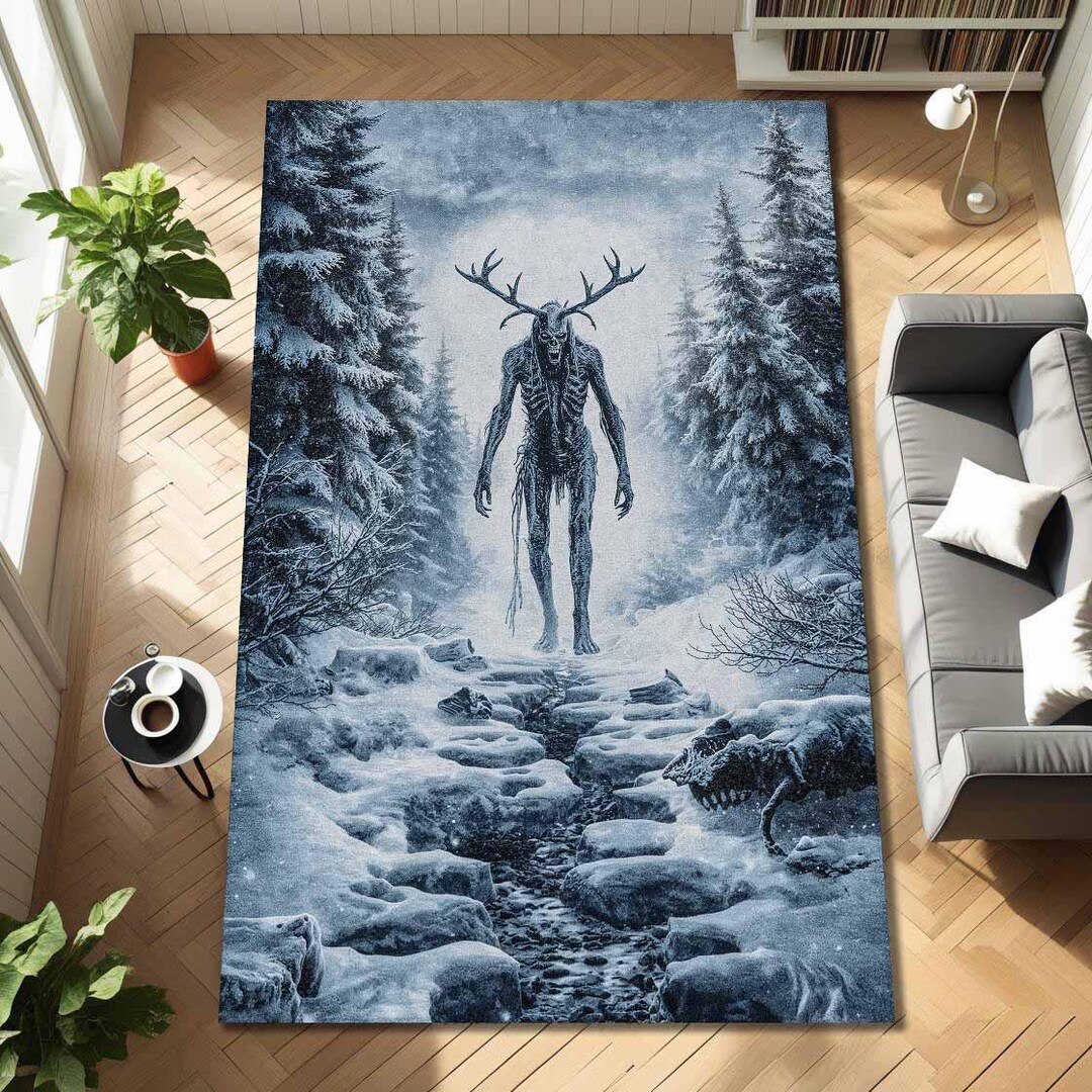 Hideous Rugs Cryptid Forest Creature Rug With Wendigo Inspired Horror Design, Creepy ...