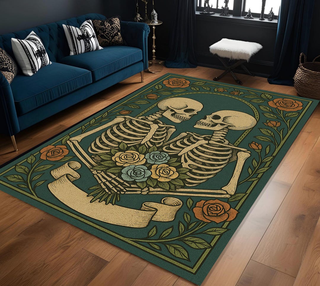 Ruggable Skeleton Rug Skeleton Couple Rug, Gothic Love Carpet, Alternative Romantic Decor ...