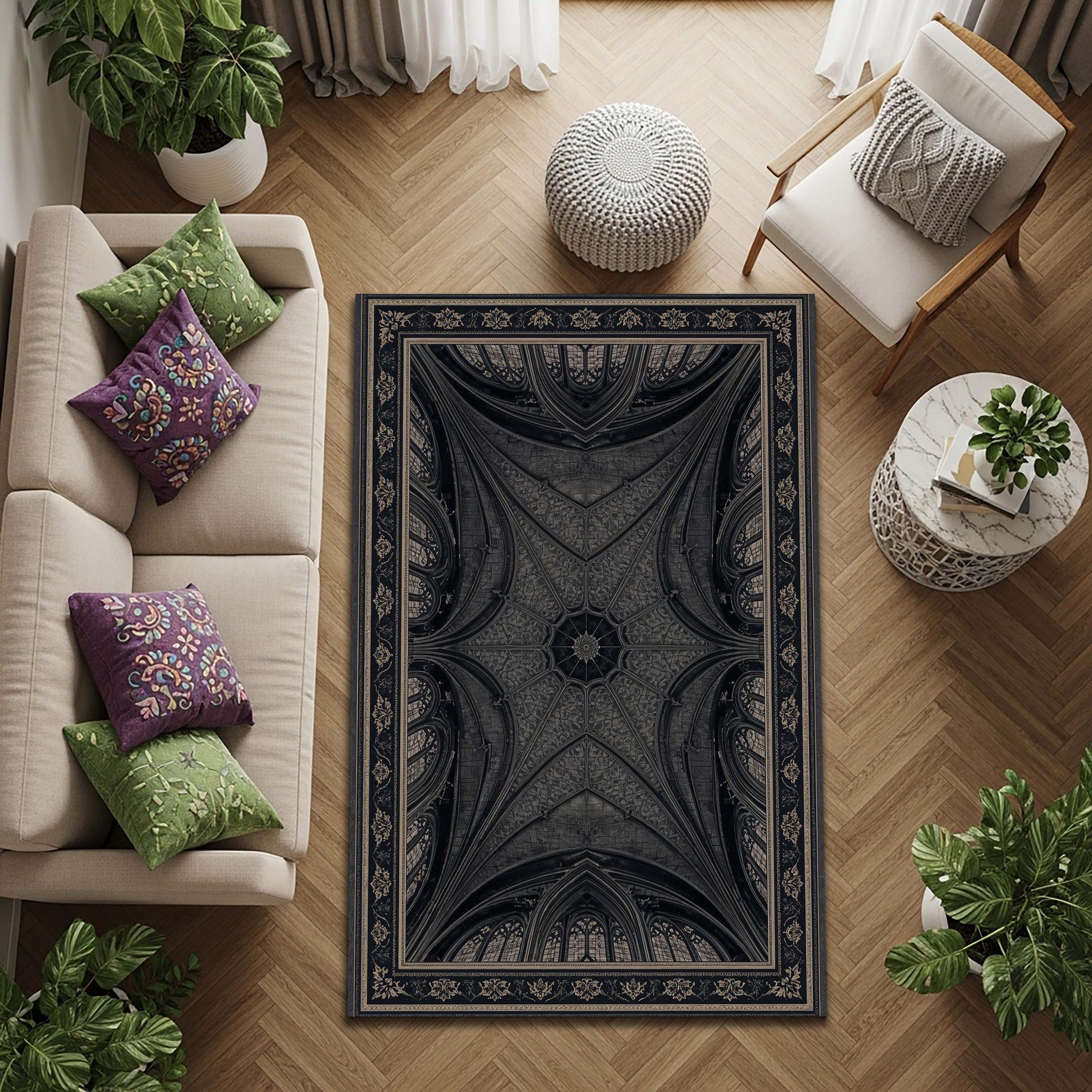 Cathedral Rug Gothic Cathedral Ceiling Rug, Dark Academia Architecture Carpet ...