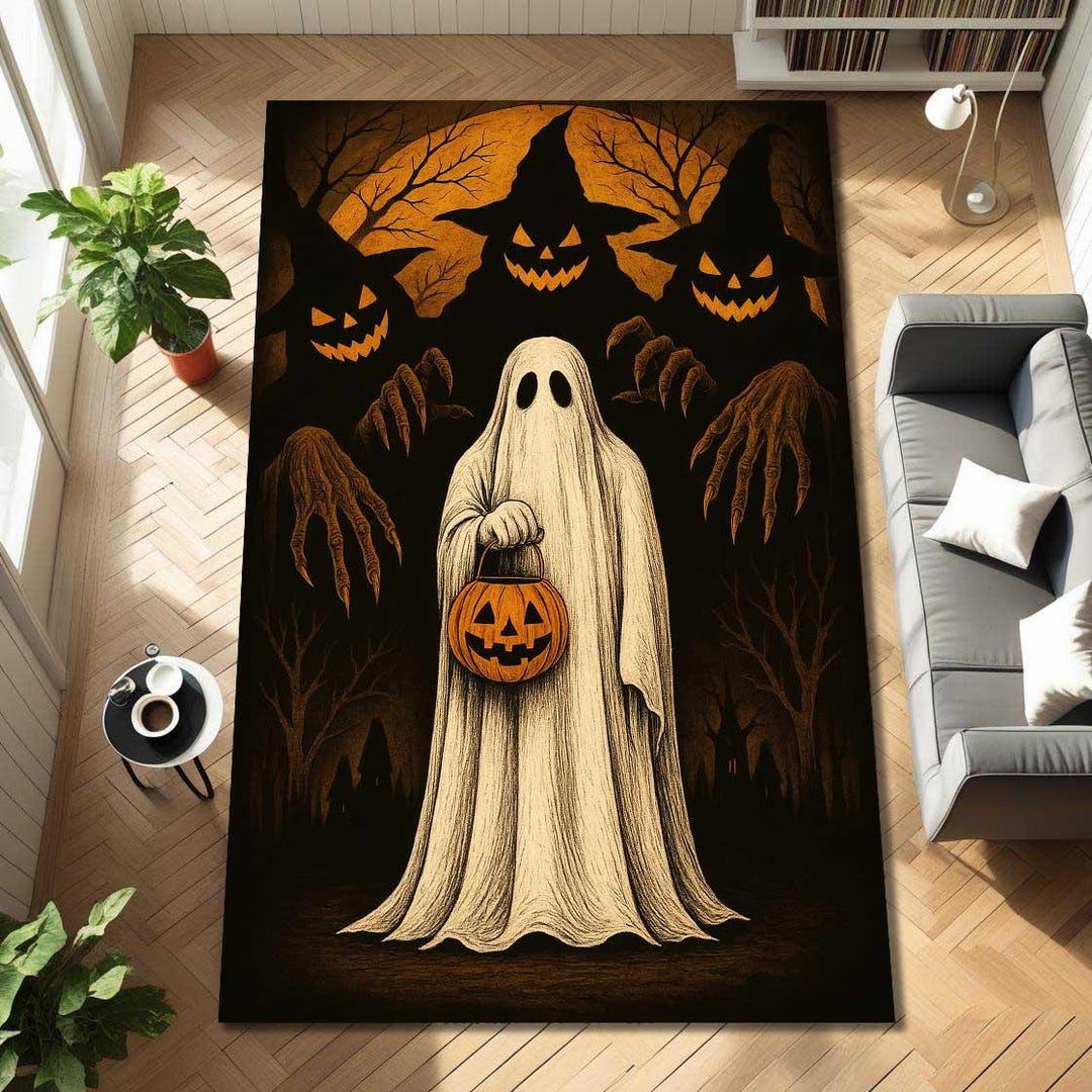 Halloween Ghost Rug, Spooky Pumpkin Carpet, Haunted House Halloween ...