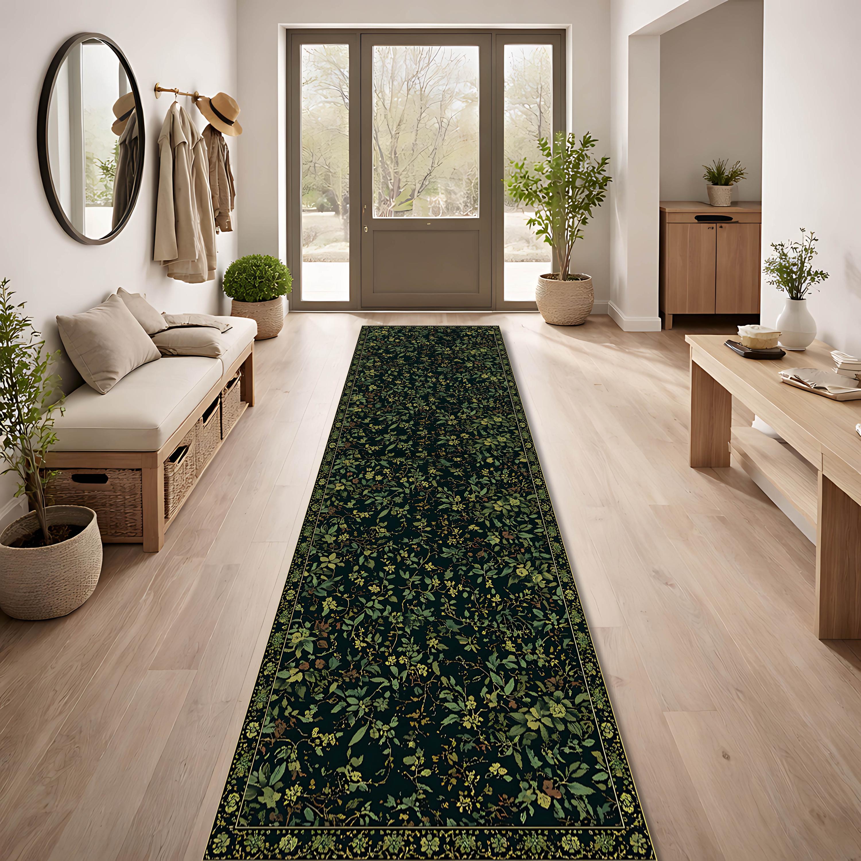 Dark Botanical Forest Runner Rug for Gothic Cottagecore Hallways ...