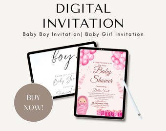 Baby Shower Printable Bundle | Invitation, Raffle Ticket, Games & Signs | Editable Canva Template