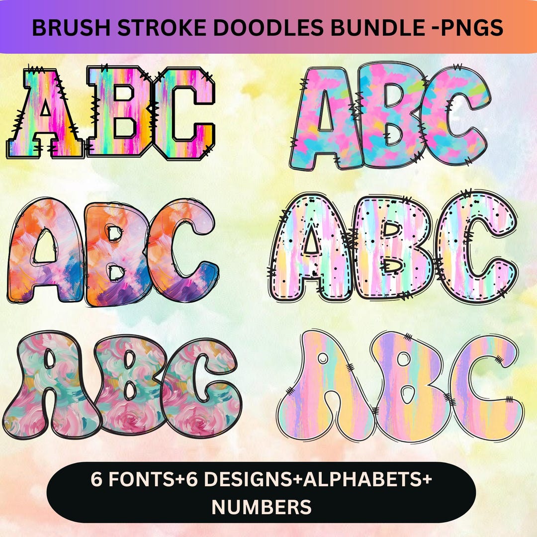 Brush Stroke Summer Alphabet Png Clipart, Letter and Number Bundle ...