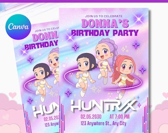 KPOP Demon Hunters Invitation EDITABLE K Pop Birthday Invitation KPOP Demon Hunters Birthday invitation K-Pop Demon Hunters Party Supplies