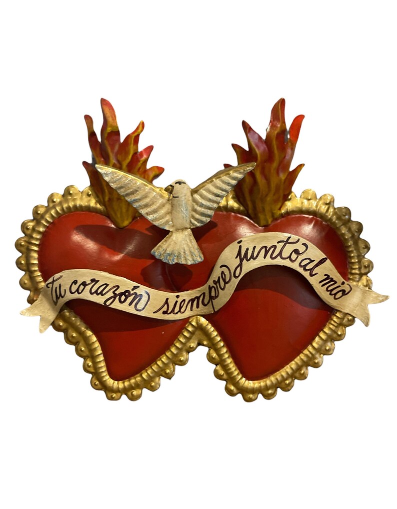 Heart Double Metal Heart Wall Decor Large Double Tin Heart Etsy