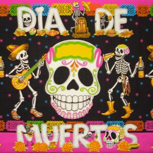 Day of the Dead Fabric Banner Sugar Skull Large Skull