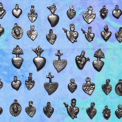 Milagros Charms 50 Antiqued Silver Assorted Mexican Milagros Etsy