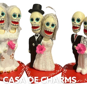 Wedding Cake Topper | Clay Day of the Dead Bride & Groom Cake Topper | Cake Topper Wedding Dia De Los | Wedding Skeleton Cake Topper