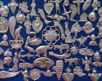 20 ciondoli Milagros color argento: pendenti ex voto messicani