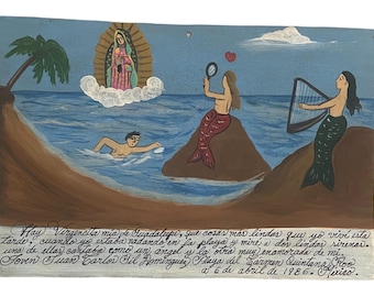 Retablo Sirena Ex Voto / Giorno dei morti / Uomo che nuota ed è serenato dalle sirene / Idee regalo
