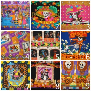 Dia de los Muertos Day of the Dead Fabric Banner Sugar Skull Calaveras La Catrina Altar Cloth Wall hanging