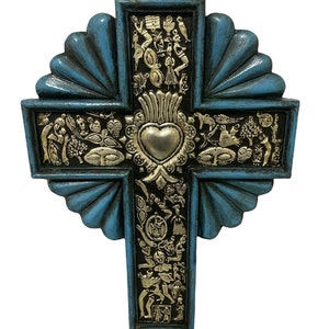 Milagros Wood Cross: Hand-Painted Mexican Folk Art