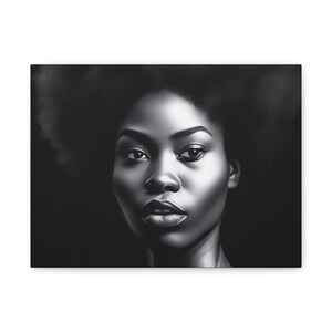 Canvas Print, African American Woman Portrait, Wall Art Decor, Home Office Decoration, Ethnic Female Artwork, Black Girl Wall Hanging
